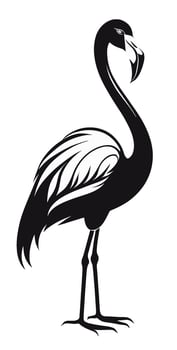 Flamingo exotic bird, black and white, isolated for logo, symbol or emblem. Can be used as emblem or mascot for sports or other products vector