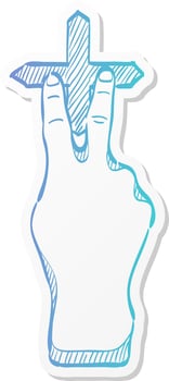 finger gesture icon in sticker color style vector