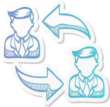 employee rotation icon in sticker color style position human resources vector