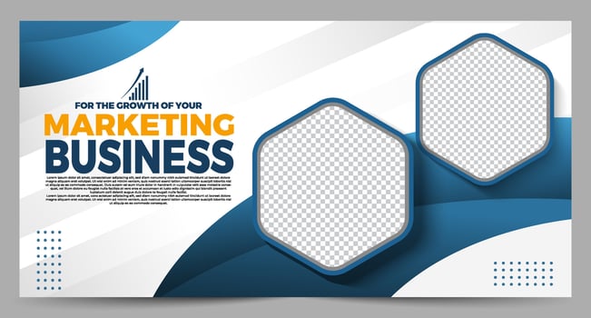 Marketing business banner template with white and blue color vector