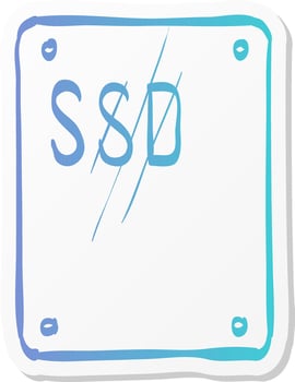 solid state drive icon in sticker color style computer storage ssd vector