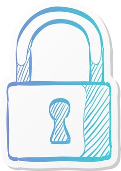 padlock icon in sticker color style safety, protection, guard vector