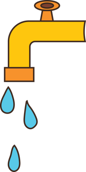 Illustration of a Dripping Yellow Faucet png