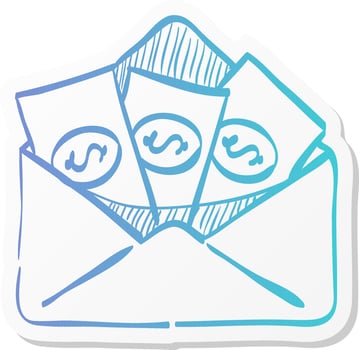 money envelope icon in sticker color style finance wealth banking vector
