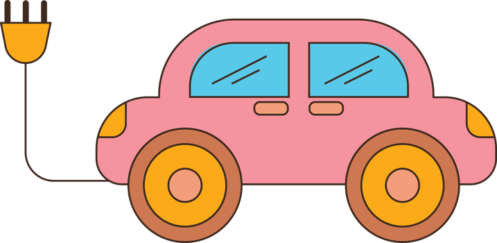 Illustration of a Pink Electric Car png