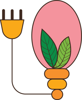 Eco-Friendly Light Bulb Illustration with Leaves png