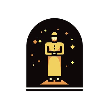 Muslim man icon design illustration praying at night, Islamic Ramadan Icon vector