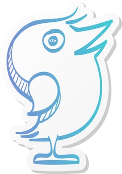 bird icon in sticker color style social media networking promotion vector