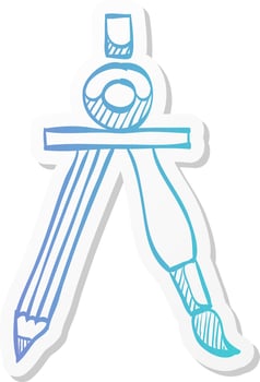 compass icon in sticker color style direction north south lost locate. vector
