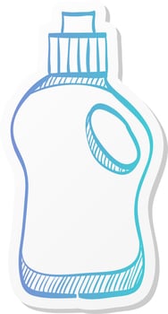 detergent bottle icon in sticker color style laundry perfume softener soap vector