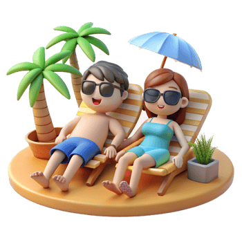 Couple Enjoying Beachside Lounging png