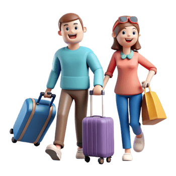 Travel Ready Couple with Luggage png