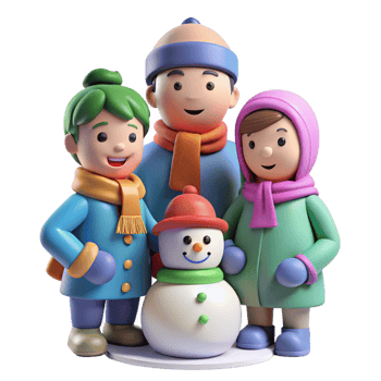 Joyful Winter Day with Snowman png