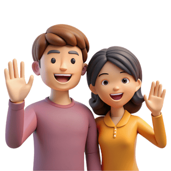 Cheerful Couple Waving in Farewell png