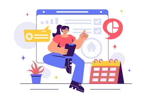 Flat Background Design of Debugging and Software Development Workflow vector