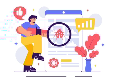 Software Development Life Cycle Illustration with Testing Elements vector