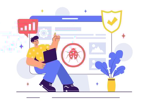 Debugging and Development Process Illustration in Flat Style vector
