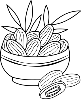 Illustration of Bowl of Dates for Coloring Page png