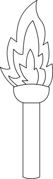 Illustration of a Torch with Flame for Coloring Page png