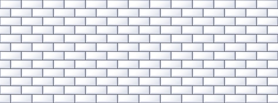 Seamless white tile pattern. Rectangle ceramic tiled texture for bathroom wall, kitchen floor, pool. Repeating mosaic grid background. Repeated grey brick backdrop. vector