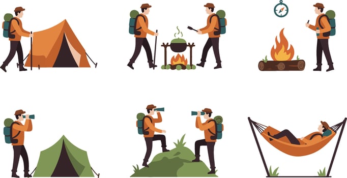 Camping in the Wild Outdoor Illustration vector