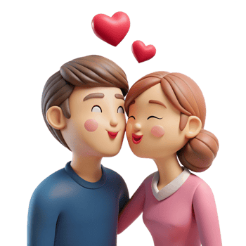 loving couple blowing hearts png