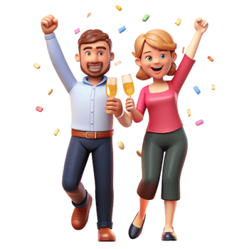 Happy Couple Raising Glasses Together png