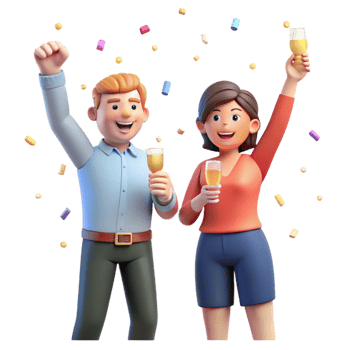 Cheerful Couple Toasting in Celebration png