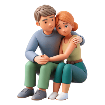 loving couple sitting closely together png