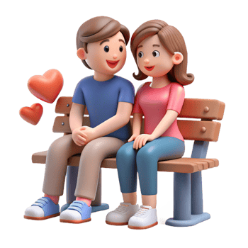 romantic couple sitting on bench png