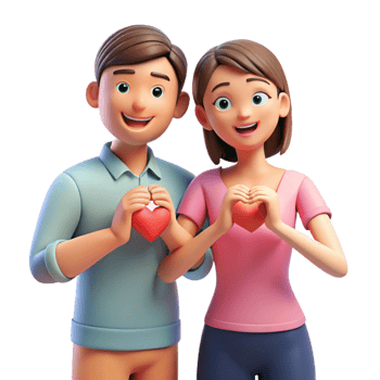 romantic partners posing with heart png