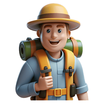 Cheerful Traveler Ready for Adventure png