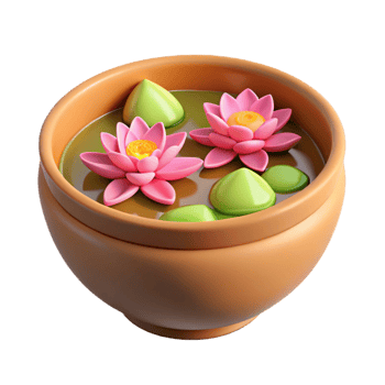 Serene Bowl of Water with Lotus Flowers png