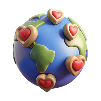 3d earth surrounded by love symbols png