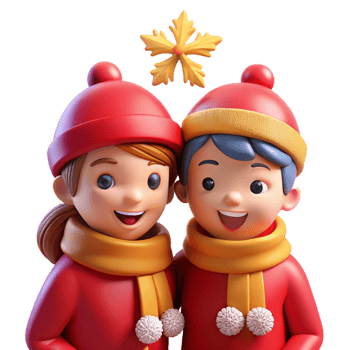 cheerful pair enjoying snowy weather png