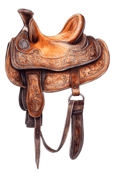 Aged Leather Saddle with Rich Texture and Detail png