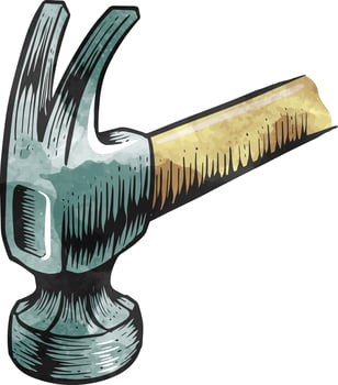 Claw hammer icon watercolor illustration vector