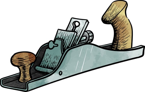 Hand plane icon watercolor illustration. vector