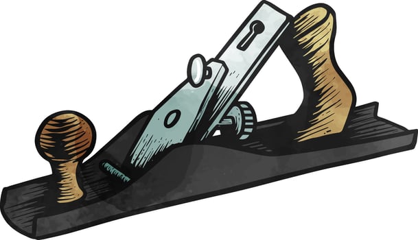 Hand plane icon watercolor illustration vector
