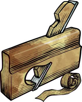 Wooden planer icon watercolor. vector