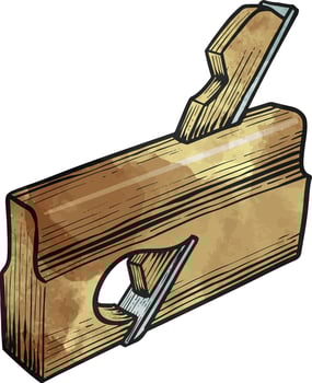 Hand plane icon woodworking tool watercolor illustration vector