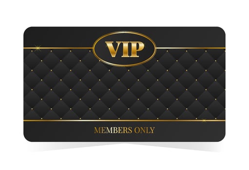 Luxury golden VIP card template, members only. Black leather background. illustration on transparent background vector