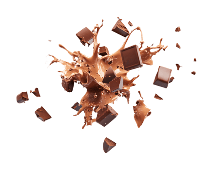 Dynamic Milk Chocolate Splash with Suspended Pieces png