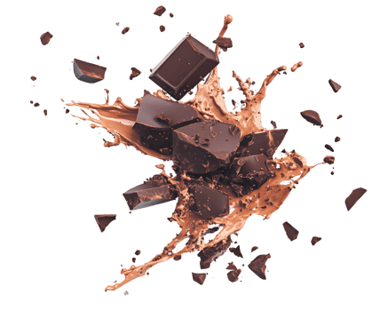 Dynamic Splash of Chocolate Milk and Dark Chocolate Chunks png