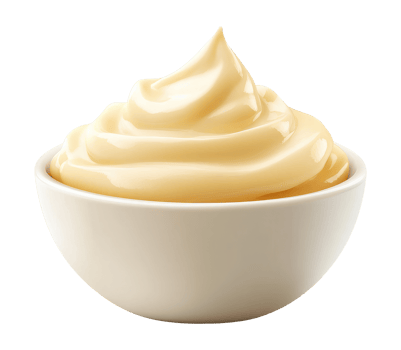 White ceramic bowl with mayonnaise png