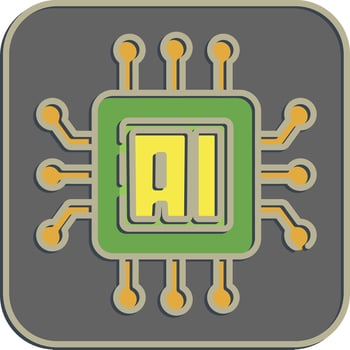 Icon ai processor. Artificial intelligence elements. Icon in embossed style. vector