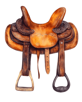 Vintage Leather Saddle with Rich Brown Tones and Visible Wear png