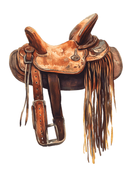 Vintage Western Saddle Watercolor Painting png