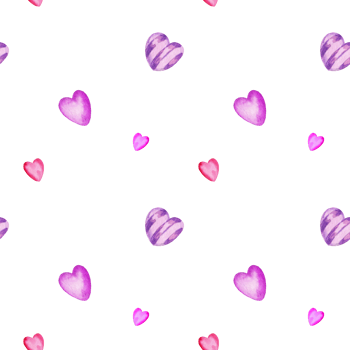 seamless pattern of valentine day theme with textured watercolor gradient pink hearts, hand draw illustration, sketch for wedding, mouther day, party and event decoration png