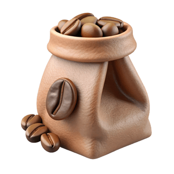 3D sack of freshly roasted coffee png